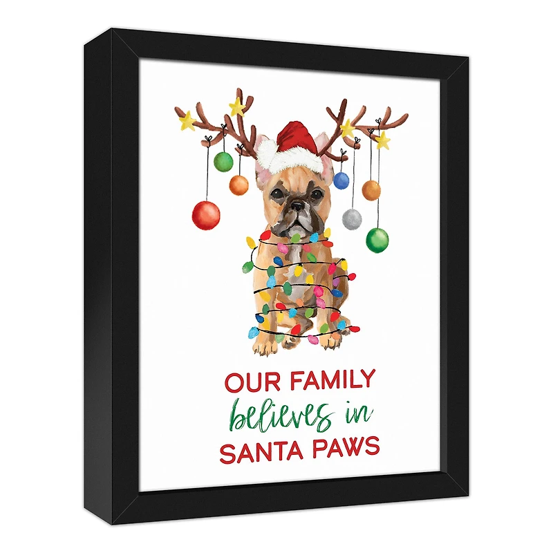 Frenchie Christmas Tree Black Framed Canvas Wall Art
