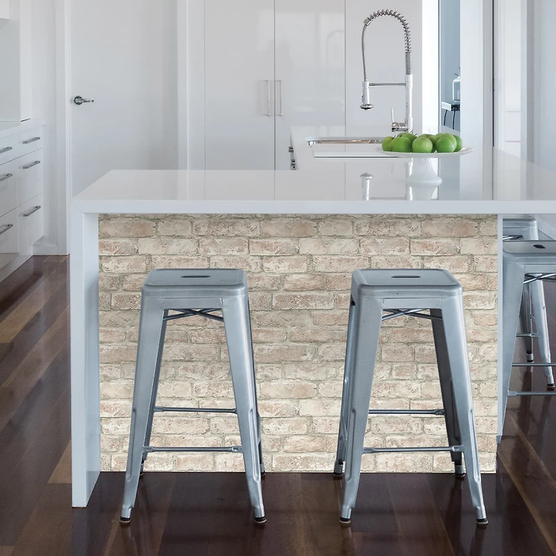 InHome White Washed Denver Brick Peel & Stick Wallpaper