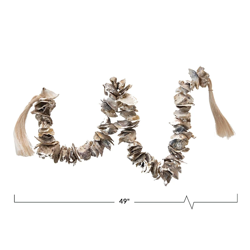 Hello Honey® 4ft. Oyster Shell Garland with Raffia Tassels