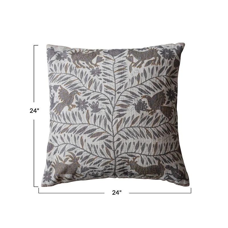 Hello Honey® 24" Gray & Brown Otomi Print Throw Pillow