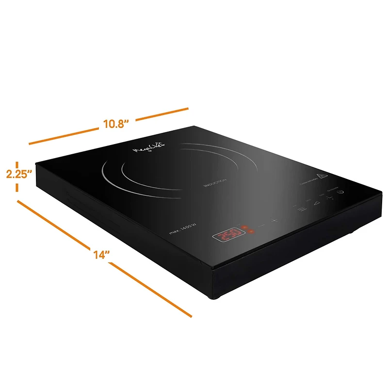 MegaChef Portable 1400W Single Induction Countertop Cooktop With Digital Control Panel