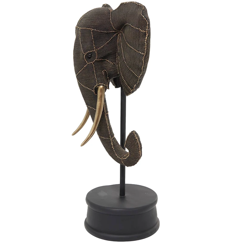 27" Black Polystone Elephant Sculpture