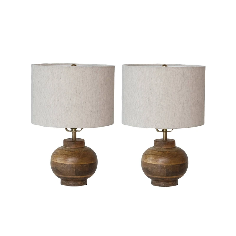 Hello Honey® 14.5" Natural Mango Wood Elegance Table Lamp, 2ct.