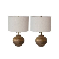 Hello Honey® 14.5" Natural Mango Wood Elegance Table Lamp, 2ct.