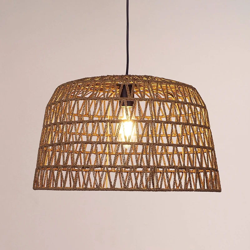 Hello Honey® 19.5" Boho Open Weave Metal and Paper Rope Ceiling Light