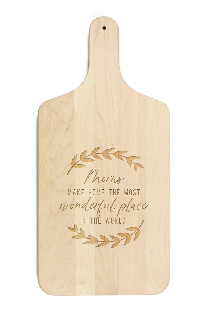 17" Moms Make Homes Wonderful Maple Paddle Cutting Board