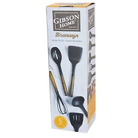 Gibson Home Branwyn Brown & Stainless Steel Handled Kitchen Tool Set, 5ct.
