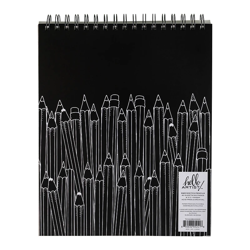 Hello, Artist!™ Black and White Pencils Sketchbook