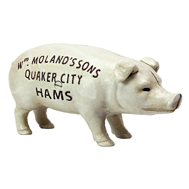 7.5" Quaker City Hams Pig Metal Coin Bank
