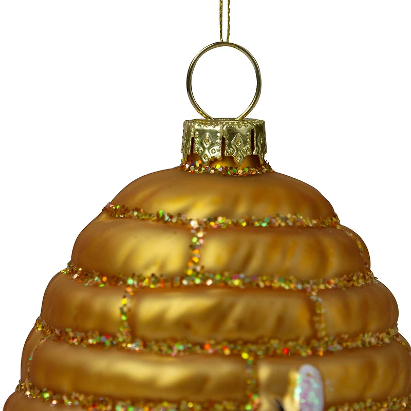 3.5" Gold Holiday Collections Glass Beehive Christmas Ornament