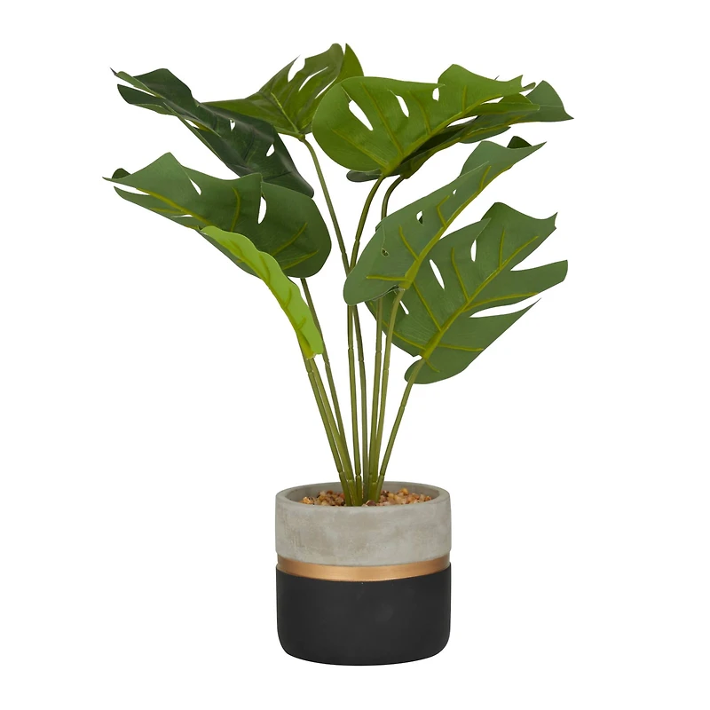 18" Green PVC Monstera Contemporary Artificial Foliage