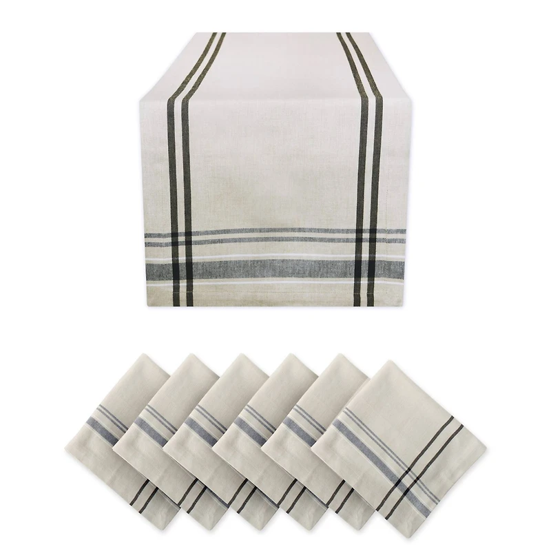 DII® French Stripe Table Runner & Napkin Set