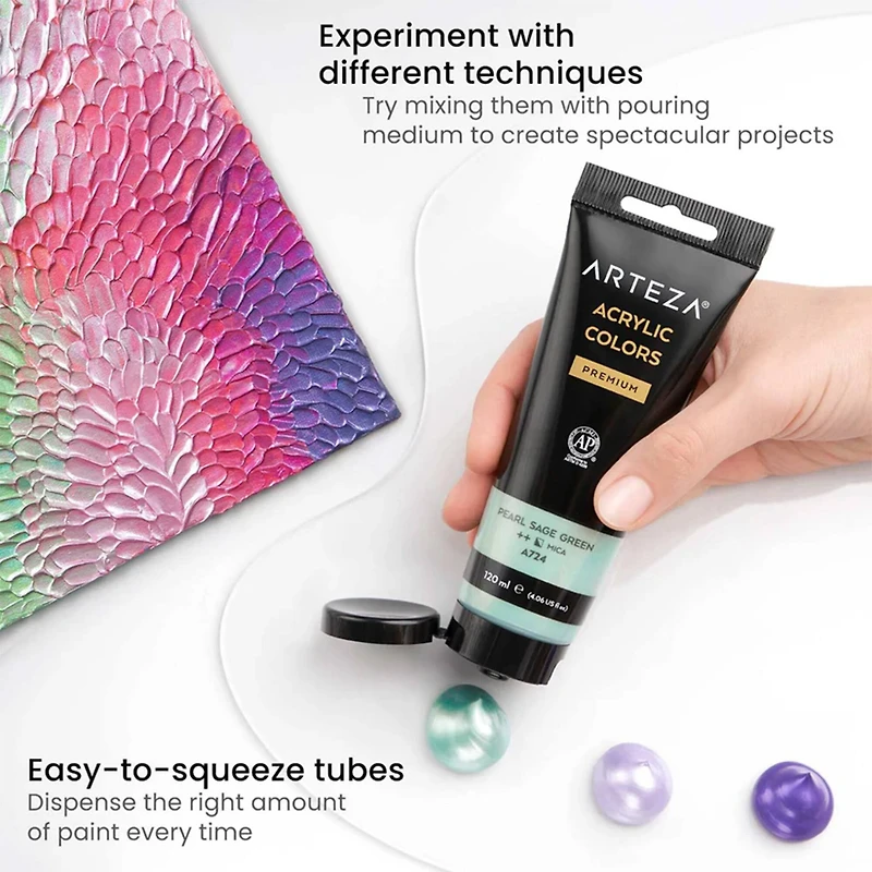 Arteza® Vibrant Essentials Metallic Acrylic Paint Set