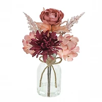 12" Burgundy & Blush Mum & Hydrangea in Glass Container by Ashland®