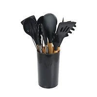 MegaChef Black Silicone & Wood Cooking Utensils Set, 12ct.