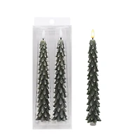 9" Frosted Tree LED Wax Taper Candles