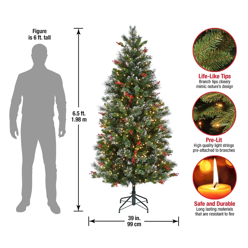 6.5ft. Pre-Lit Wintry Pine® Artificial Christmas Tree, Clear Lights