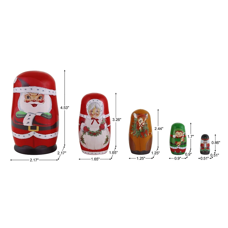 Mr. Christmas Santa & North Pole Pals Nesting Wood Figures Set