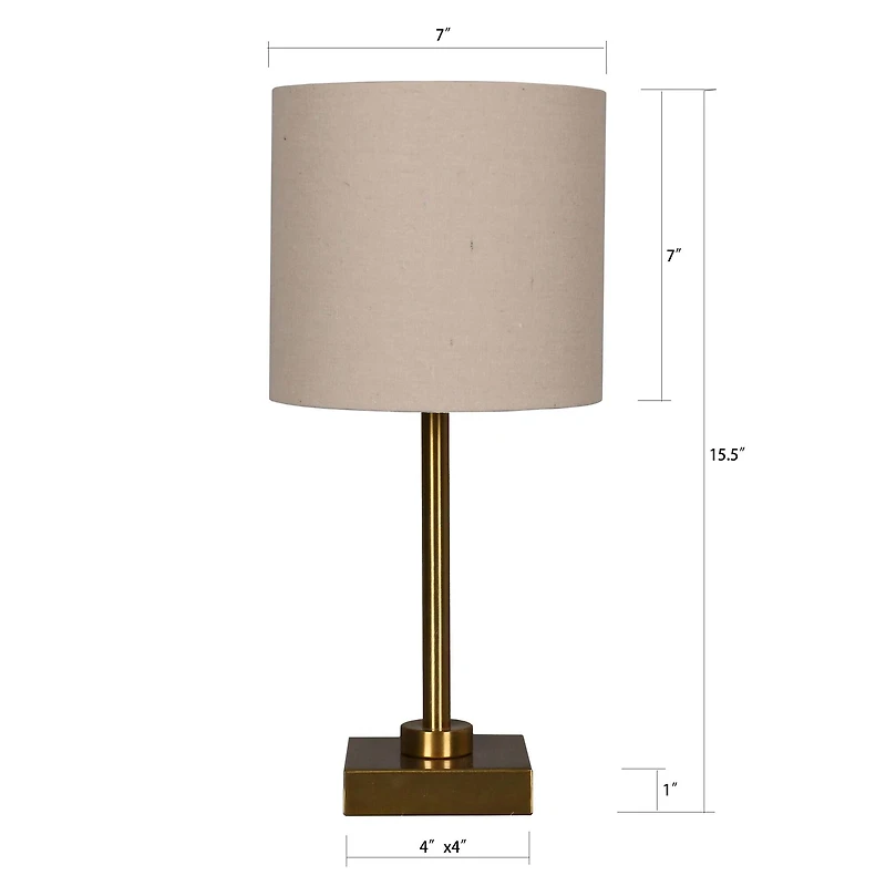 15.5" Metal Table Lamp with Natural Fabric Shade by Ashland®