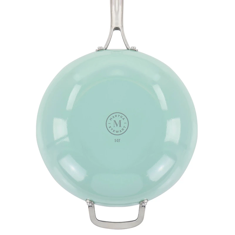 Martha Stewart 12" Turquoise Aluminum Nonstick Essential Pan With Lid