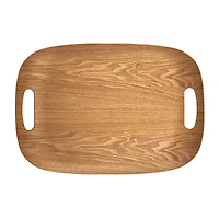 Hello Honey® 17.25" Natural Oval Oak Wood Serving Tray with Handles