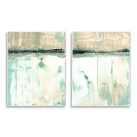 Stupell Industries Abstract Lake Landscape Organic Blue & Green Design Plaque Set