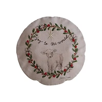 Hello Honey® 16" Joy To The World Round Cotton Chambray Printed Pillow