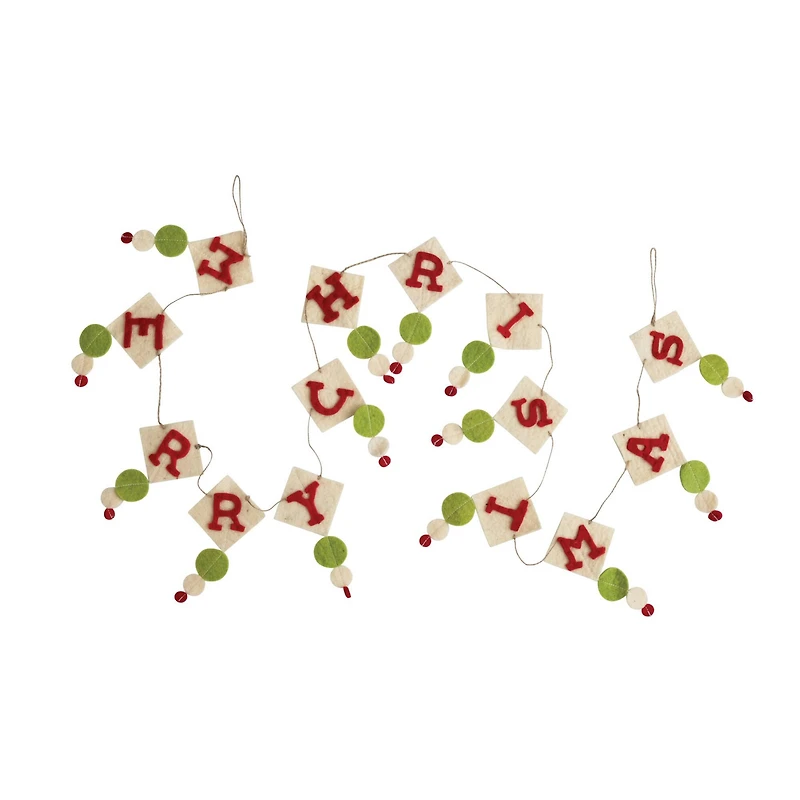 Hello Honey® 6ft. Red & Green Wool Felt Merry Christmas Garland