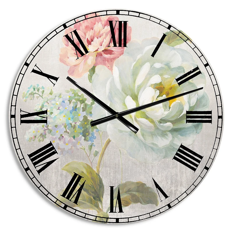 Designart Country Flower Bouquet Cabin Wall Clock