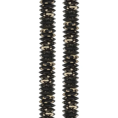 Brown & White Spotted Bone Rondelle Beads by Bead Landing®