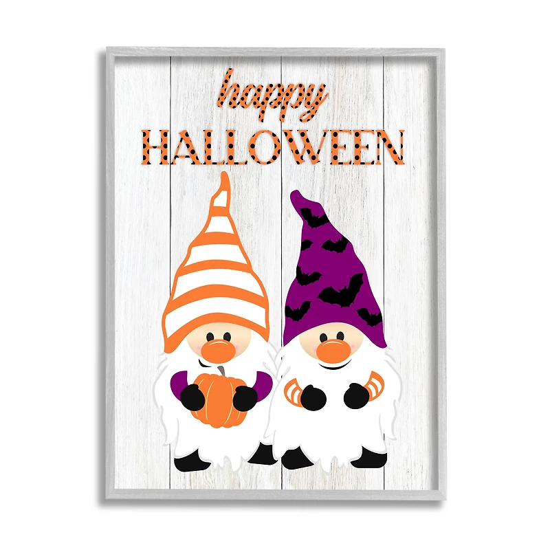 Stupell Industries Happy Halloween Seasonal Gnomes Framed Giclee Art