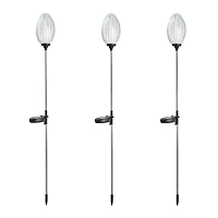 Glitzhome® 36" Solar Powered Oval Flower Stake Light with Stainless Steel Poles, 3ct.