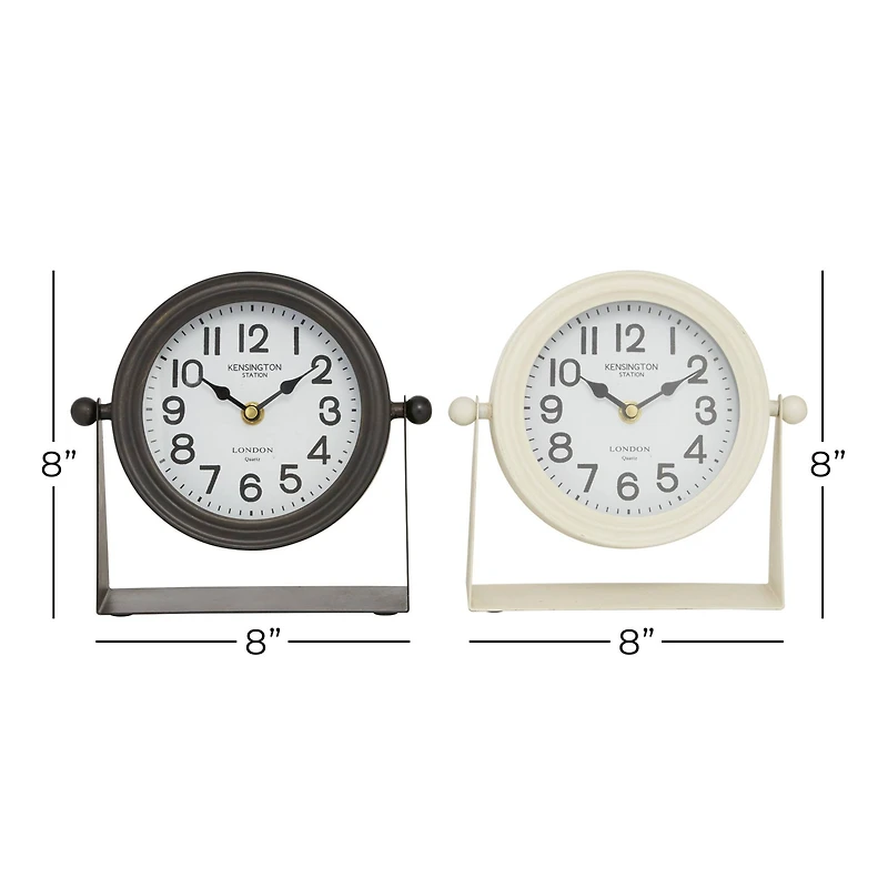 8" Round Metal Modern Clock Set