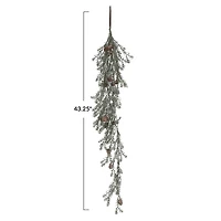 Hello Honey® 43" Frosted Green Faux Pine Hanging Plant with Pinecones
