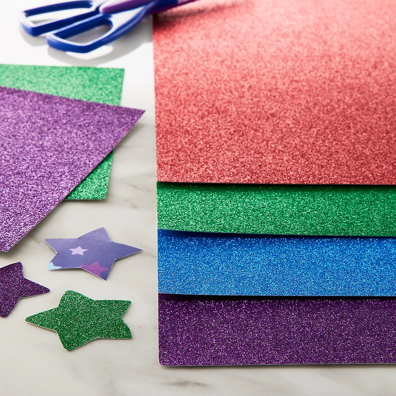 6 Pack: Glitter Primary Cardstock Paper Pad by Recollections™, 12" x 12"