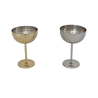 Hello Honey 2-Piece Hammered Stainless Steel Coupe Glass, Gold and Silver