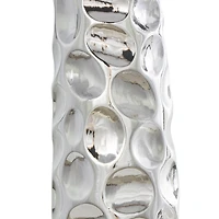 3ft. Silver Ceramic Geometric Bubble Vase with Concaved Circles