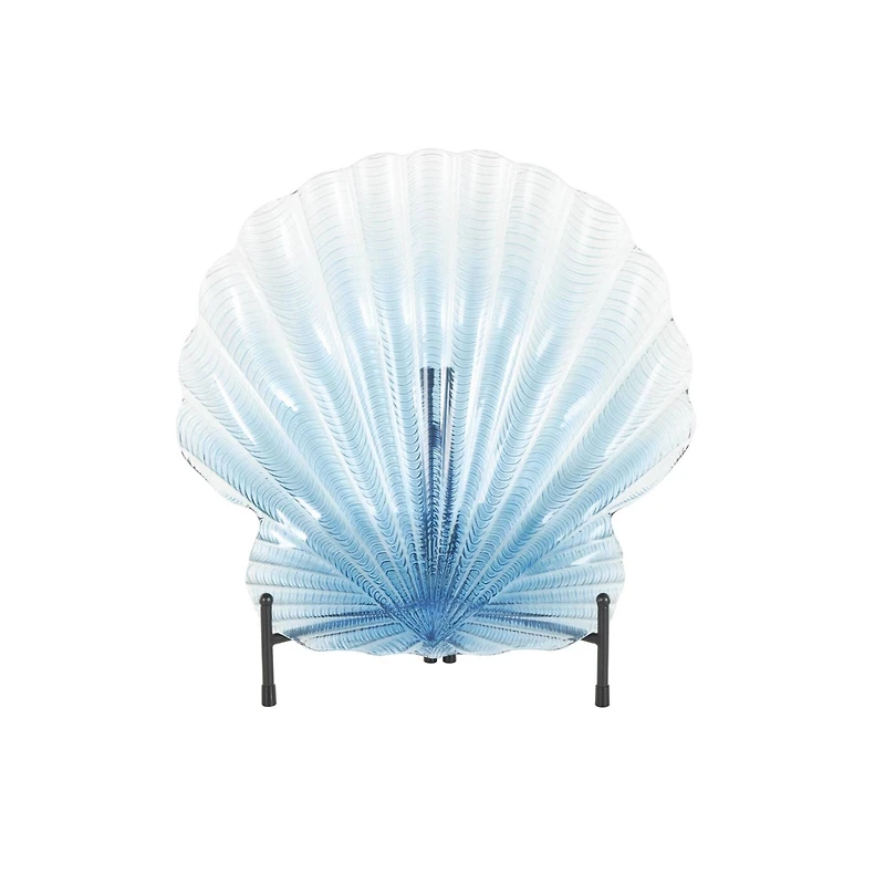 19" Blue Ombre Glass Seashell Charger with Metal Stand