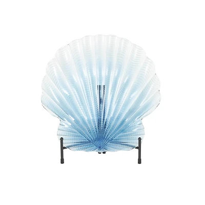 19" Blue Ombre Glass Seashell Charger with Metal Stand