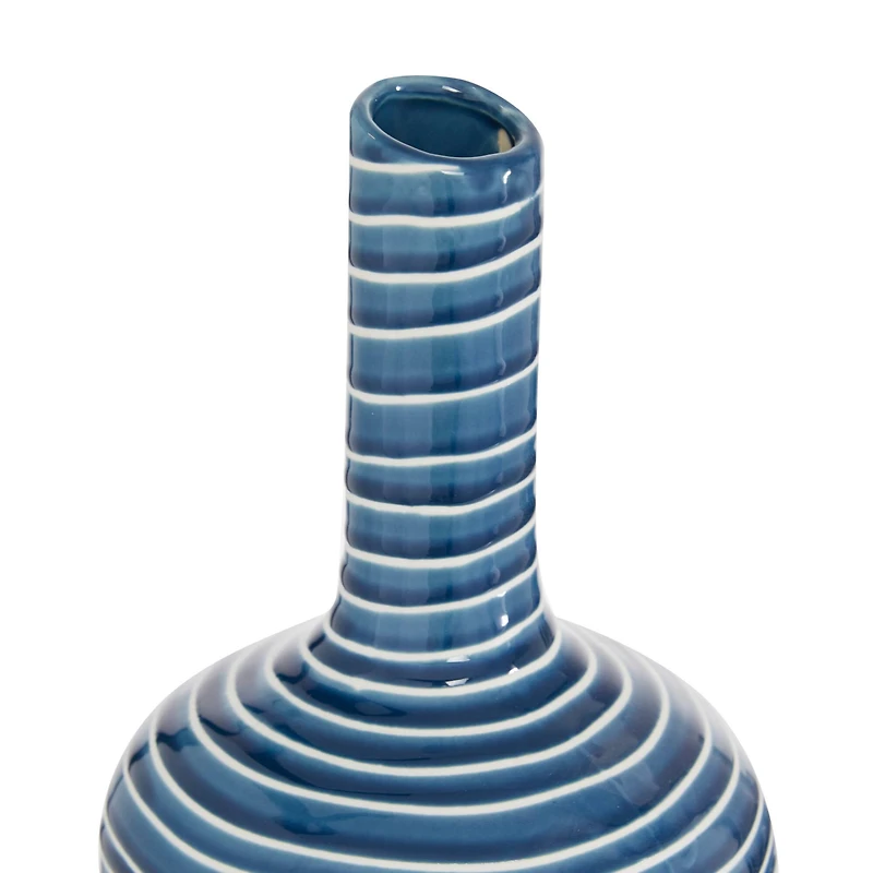 Blue & White Stoneware Contemporary Vase Set