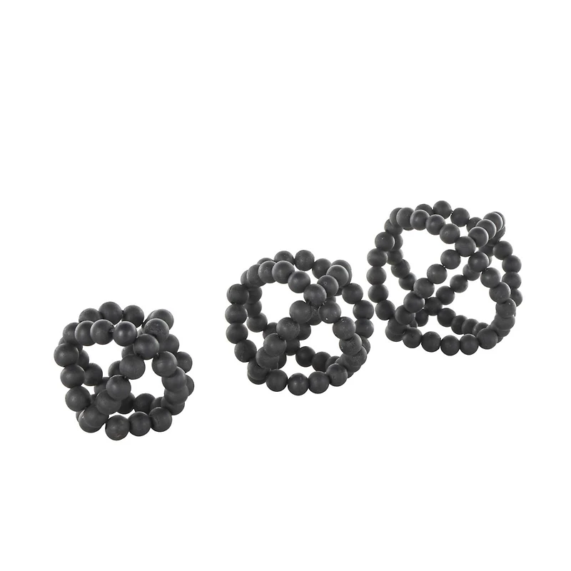 Black Wood Beaded Orbs Set