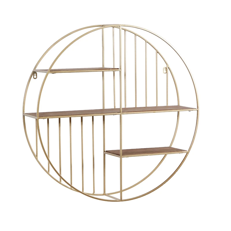 Gold Metal Modern Wall Shelf, 28" x 28" x 7"