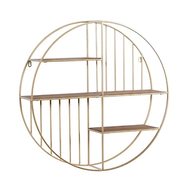 Gold Metal Modern Wall Shelf, 28" x 28" x 7"