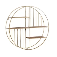 Gold Metal Modern Wall Shelf, 28" x 28" x 7"