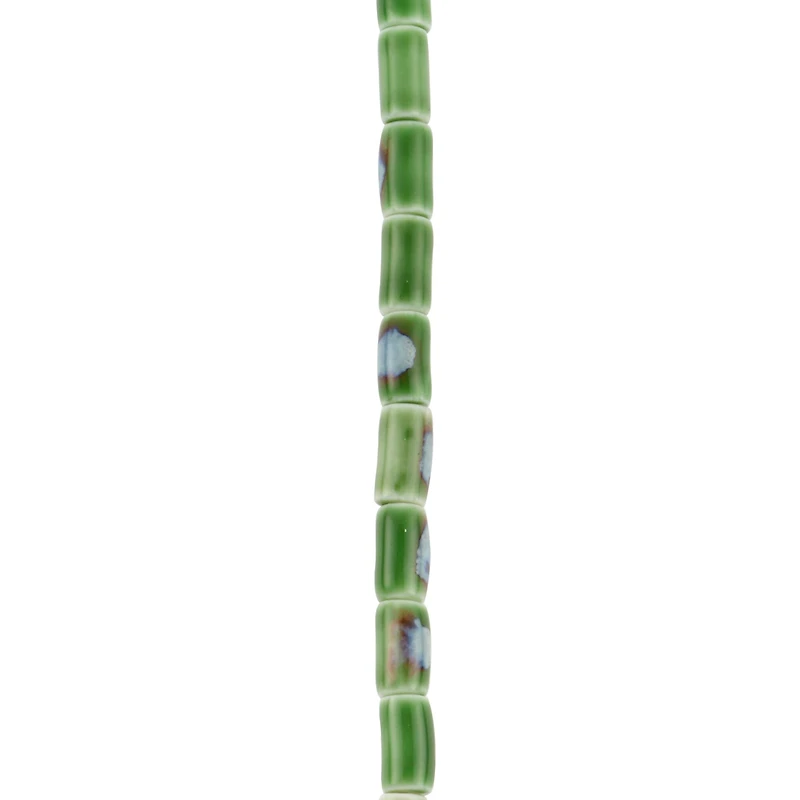 Green Ceramic Tube Beads, 9.8mm by Bead Landing™