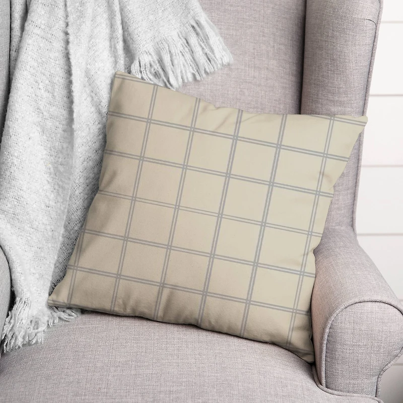 Cream & Gray Check Throw Pillow