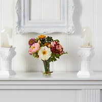 10" Peony Arrangement in Vase