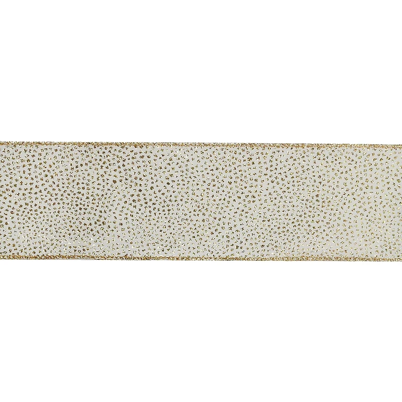 2.5" x 80ft. Cream with Gold Dots Wired Jumbo Ribbon by Celebrate It®