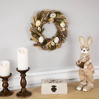 14" Speckled Eggs & Feathers Artificial Easter Wreath