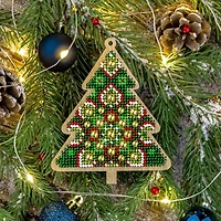 Wonderland Crafts Christmas Tree Bead Embroidery on Wood Kit